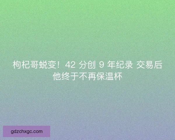 枸杞哥蜕变！42 分创 9 年纪录 交易后他终于不再保温杯