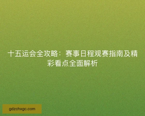 十五运会全攻略：赛事日程观赛指南及精彩看点全面解析