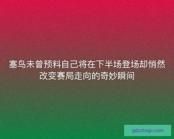 塞鸟未曾预料自己将在下半场登场却悄然改变赛局走向的奇妙瞬间 塞鸟未曾预料自己将在下半场登场却悄然改变赛局走向的奇妙瞬间