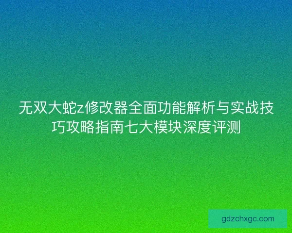 无双大蛇z修改器全面功能解析与实战技巧攻略指南七大模块深度评测 无双大蛇z修改器全面功能解析与实战技巧攻略指南七大模块深度评测
